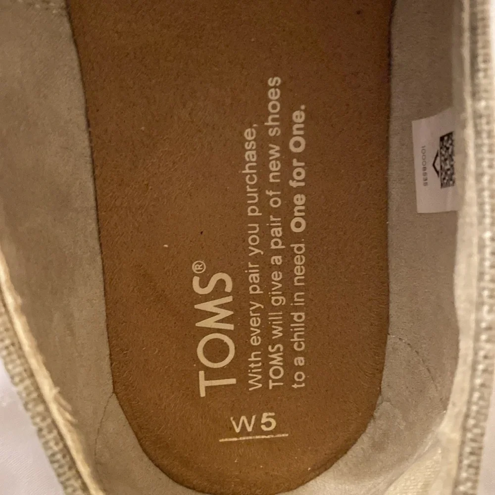 TOMS Women’s Alpargata Flats Open Toe Natural Metallic Beige Size W5